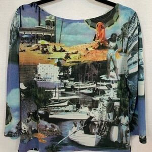 Jessica Max Y2K Graphic Print Top - Retro - Vintage - Photos - Pinups - Size M